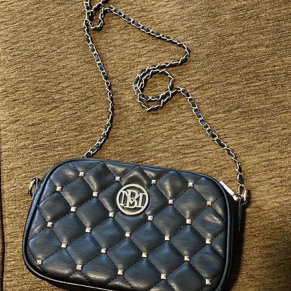 Badgley Mischka Studio Quilted Chain Strap Purse, black.